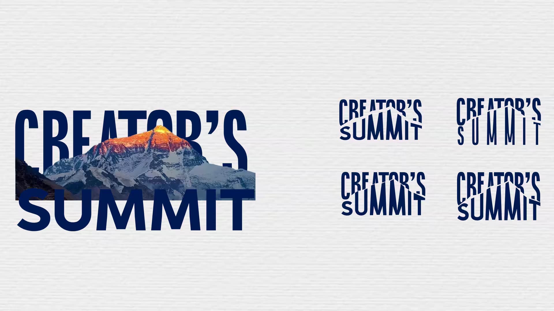 Concept board showing idea mapping for the Creator's Summit logo, including peaks and sunrise elements