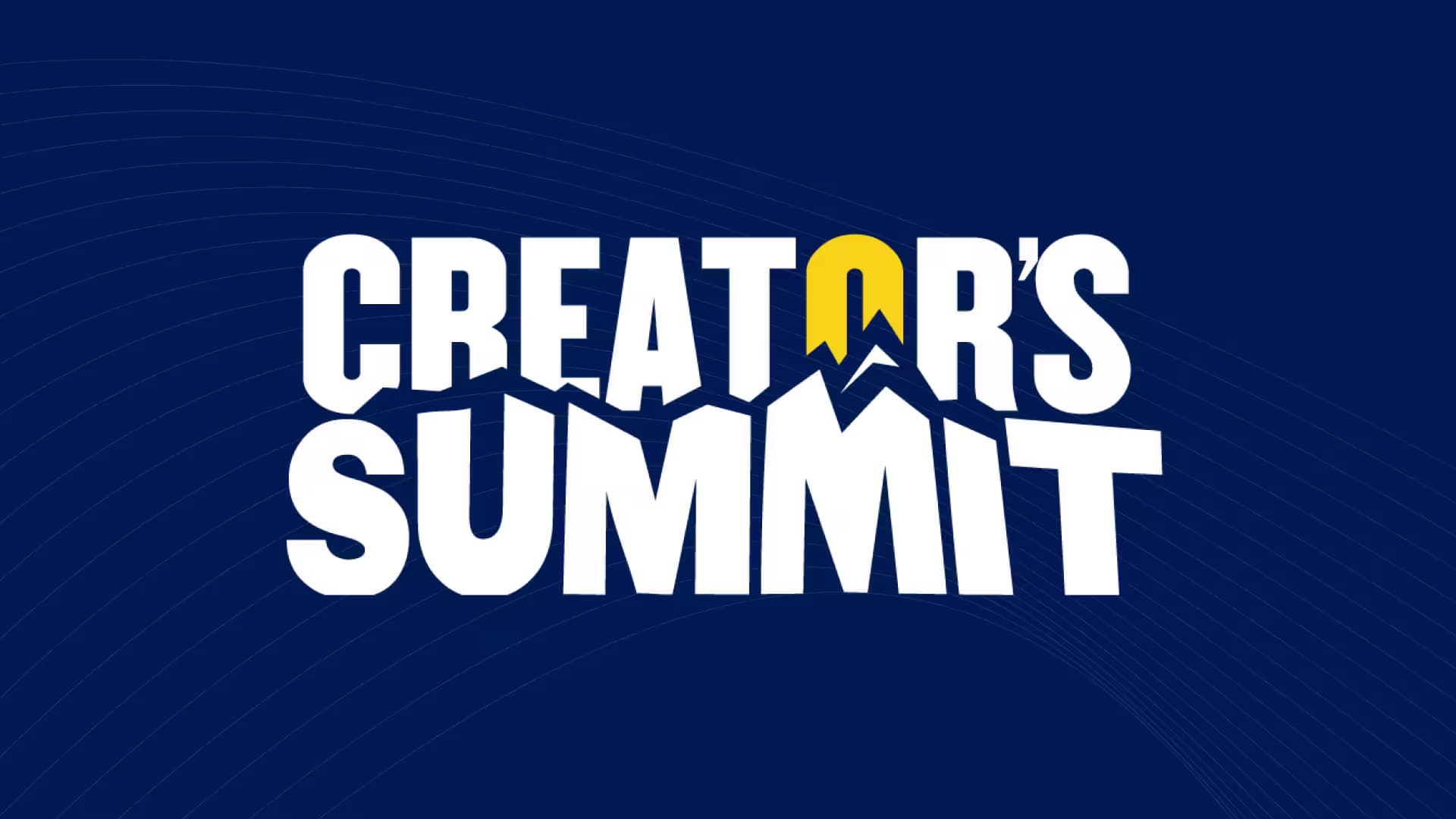 Creator's Summit logo on top of a mountain landscape with sunrise behind the peak