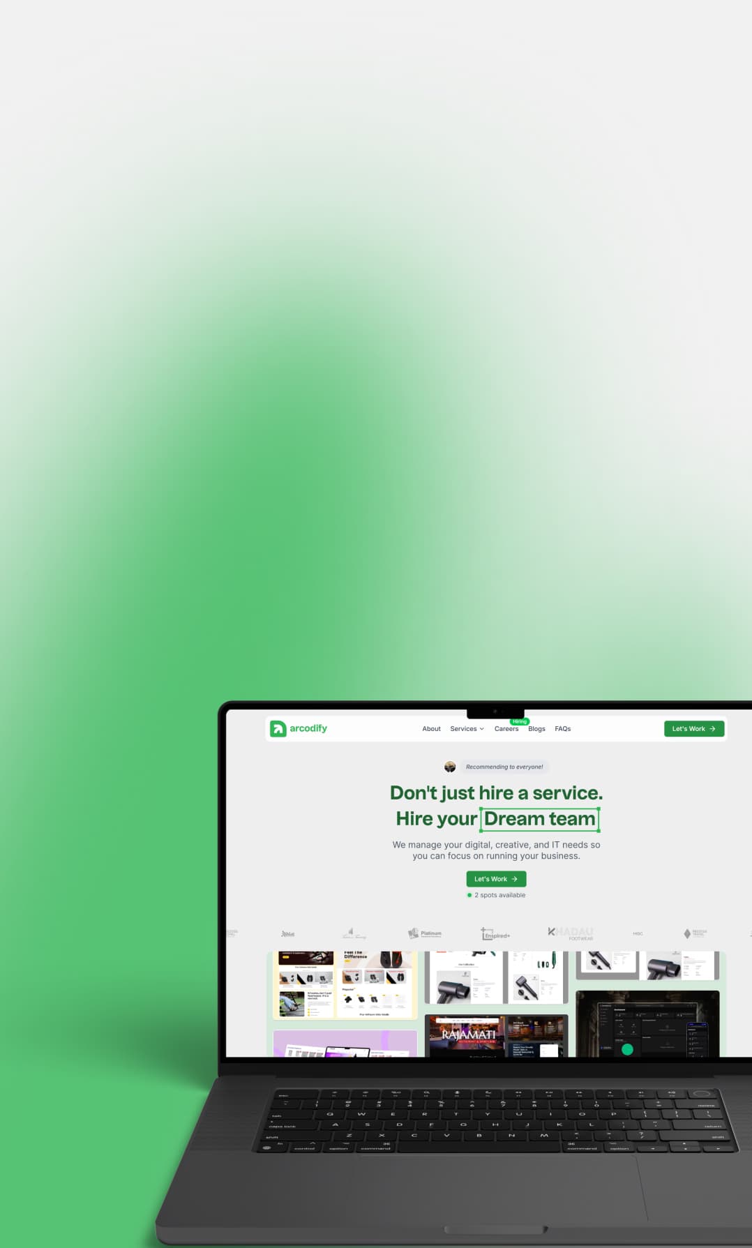 Modern website design on laptop